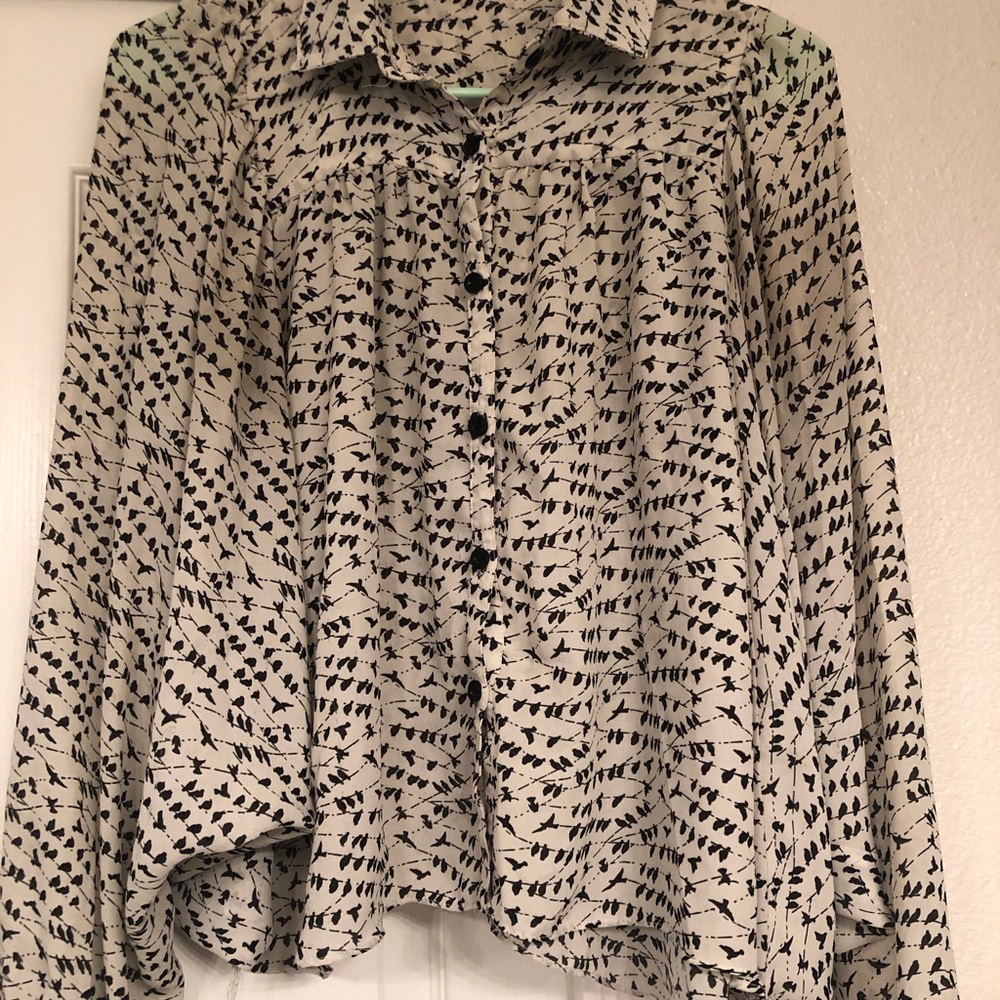 Collard, button up loose fitted longsleeve blouse